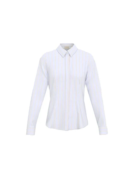 CAMICIA LINEA SFIANCATA CON  ABBOTTONATURA NASCOSTA DONNA AZZURRO