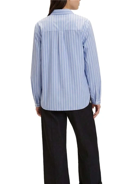 BLUSA CON COLLO ALLA COREANA DONNA AZZURRO