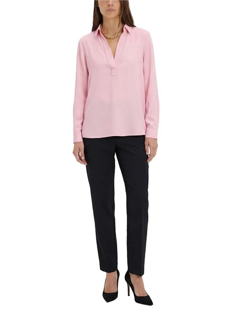BLUSA FIT DRITTO IN MISTO SETA DONNA ROSA