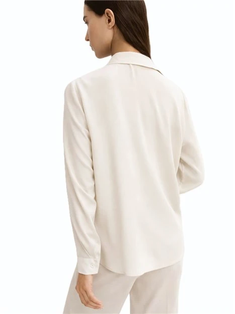 CAMICIA IN MISTO SETA CON FONDO STONDATO DONNA BIANCO