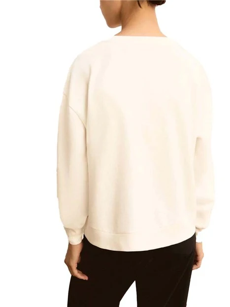 FELPA GIROCOLLO CON LOGO FRONTALE DONNA BIANCO