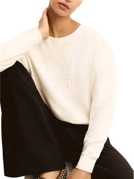 FELPA GIROCOLLO CON LOGO FRONTALE DONNA BIANCO