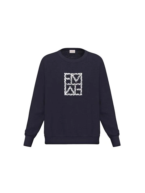 FELPA GIROCOLLO CON LOGO FRONTALE DONNA BLU