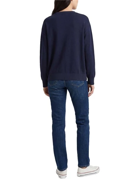 FELPA GIROCOLLO CON LOGO FRONTALE DONNA BLU