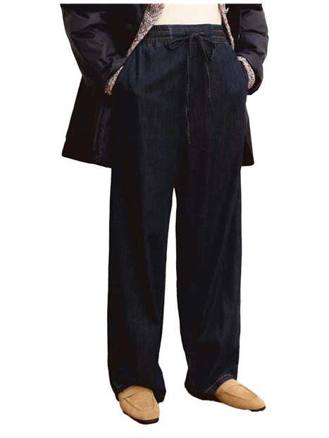 JEANS PALAZZO IN DENIM STRETCH CON COULISSE DONNA BLU
