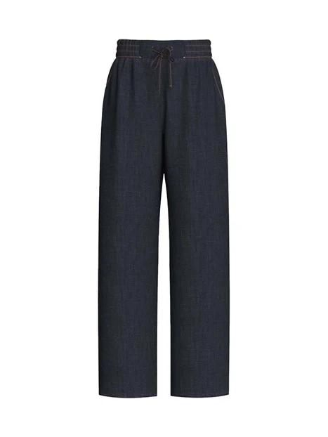 JEANS PALAZZO IN DENIM STRETCH CON COULISSE DONNA BLU