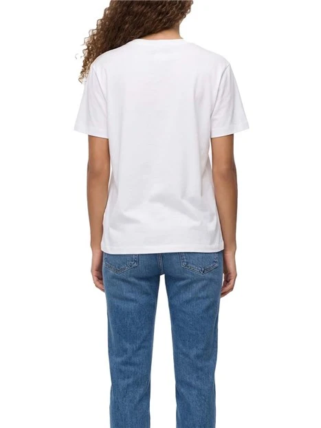 T-SHIRT IN COTONE CON  STAMPA DECORATIVA DONNA BIANCOBLU