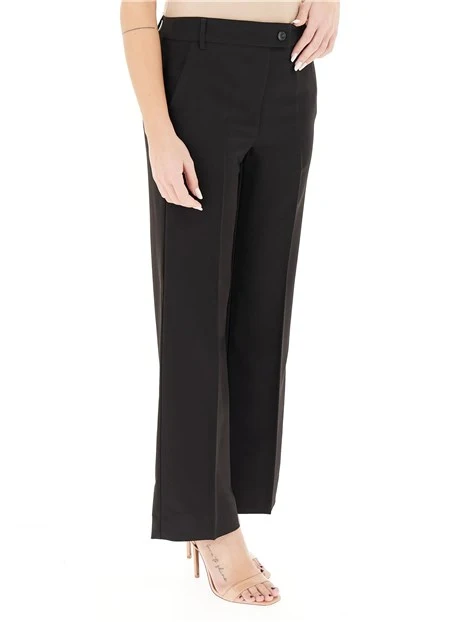 PANTALONI PALAZZO LINEA DRITTA CON GAMBA AMPIA DONNA NERO
