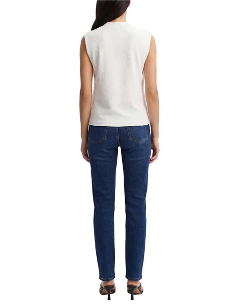 T-SHIRT MANICA CORTA CON CRISTALLI APPLICATI DONNA BIANCO