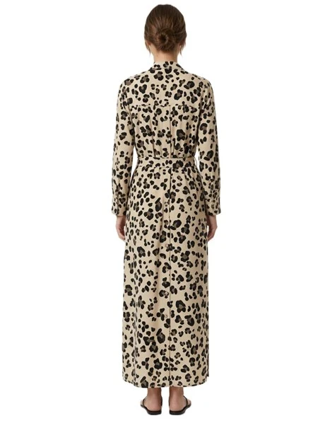 VESTITO CHEMISIER CON CINTURA E SPACCHI LATERALI DONNA BEIGE