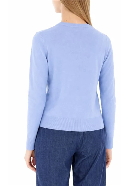 MAGLIA GIROCOLLO CON RICAMO MONOGRAM DONNA AZZURRO