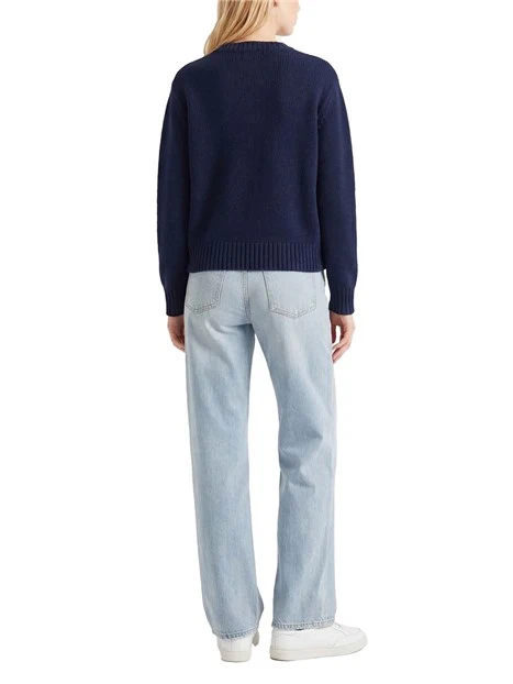 MAGLIA GIROCOLLO CON RICAMO MONOGRAM DONNA BLU