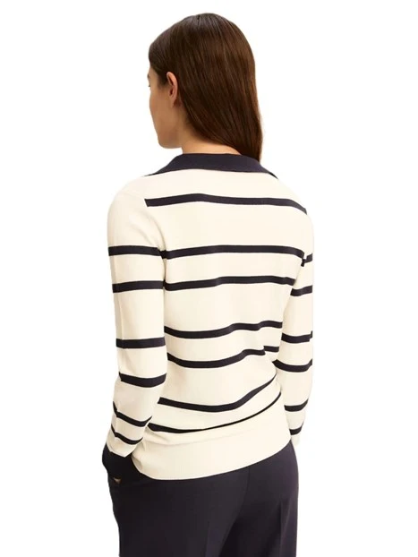 POLO MANICA LUNGA IN MISTO VISCOSA CON RICAMO MONOGRAM DONNA BIANCO