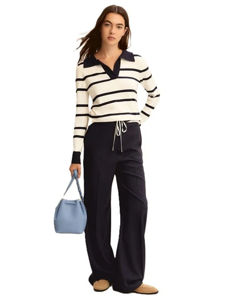 POLO MANICA LUNGA IN MISTO VISCOSA CON RICAMO MONOGRAM DONNA BIANCO