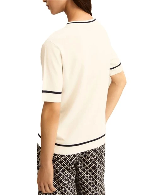 T-SHIRT MANICA CORTA CON DETTAGLIO SULLA MANICA DONNA BIANCO