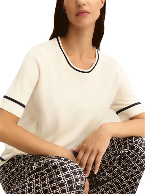 T-SHIRT MANICA CORTA CON DETTAGLIO SULLA MANICA DONNA BIANCO