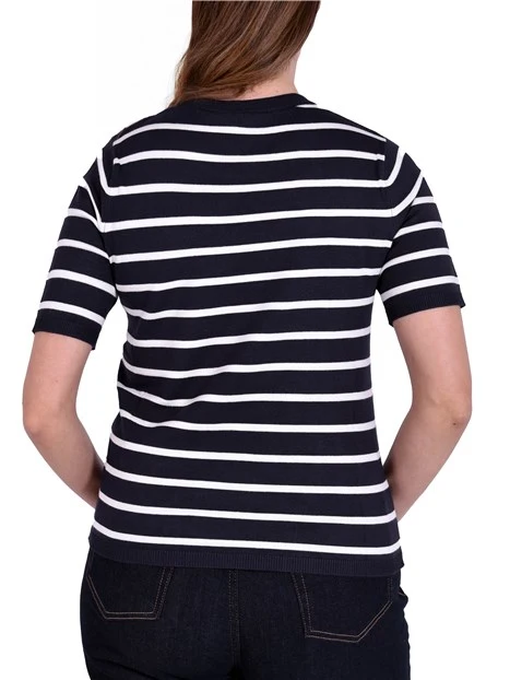 T-SHIRT MANICA CORTA IN VISCOSA CON DETTAGLIO A COSTINE DONNA BIANCO