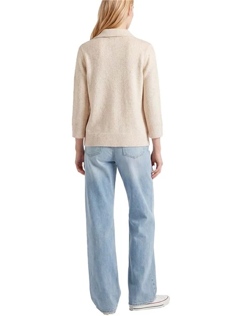 POLO IN COTONE CON PAILLETTE DONNA BEIGE