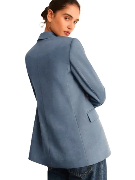 BLAZER MONOPETTO CON TASCHE LATERALI APPLICATE DONNA AZZURRO