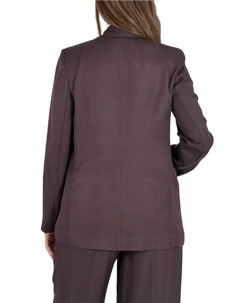 BLAZER MONOPETTO CON TASCHE LATERALI APPLICATE DONNA MARRONE