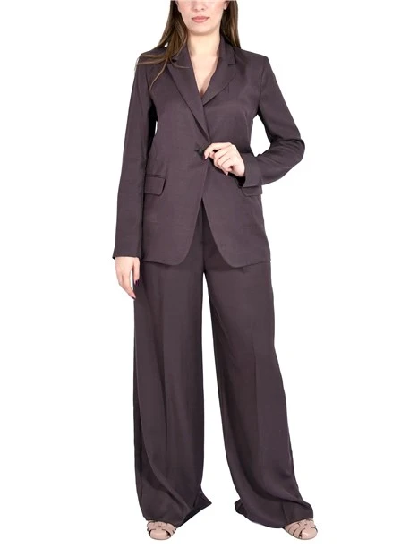 BLAZER MONOPETTO CON TASCHE LATERALI APPLICATE DONNA MARRONE