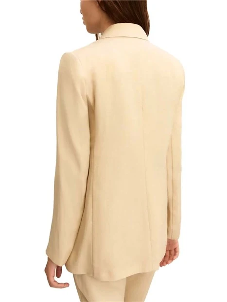 BLAZER MONOPETTO CON TASCHE LATERALI APPLICATE DONNA BEIGE