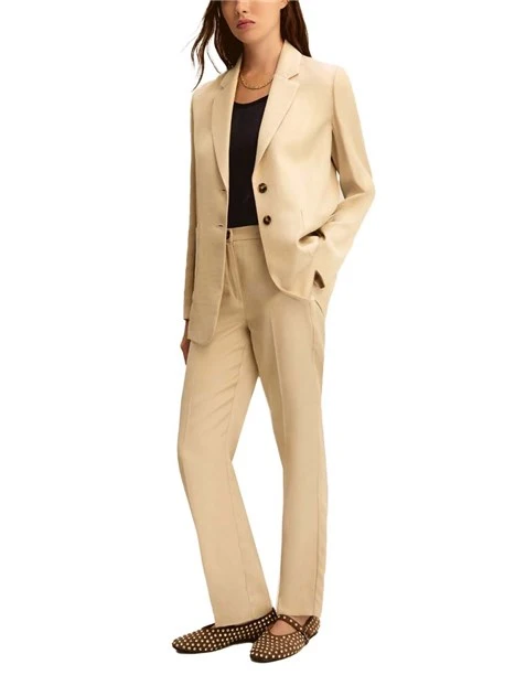 BLAZER MONOPETTO CON TASCHE LATERALI APPLICATE DONNA BEIGE