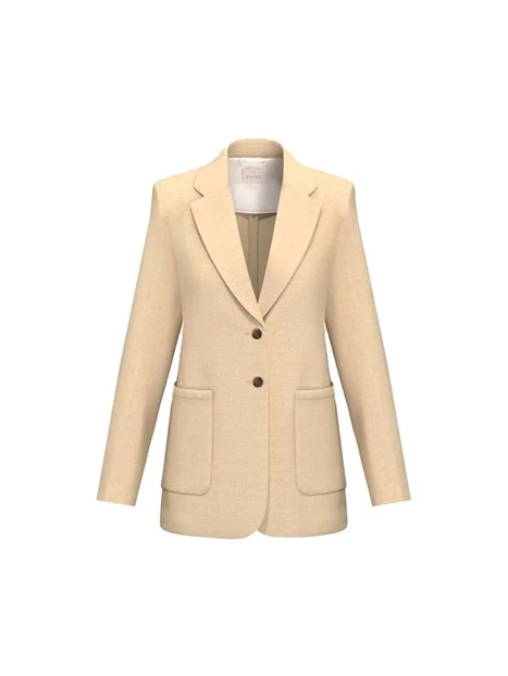 BLAZER MONOPETTO CON TACHE LATERALI APPLICATE DONNA BEIGE