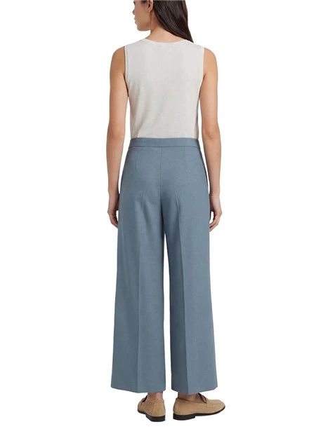 PANTALONI PALAZZO CON PIEGA STIRATA FRONTE-RETRO DONNA AZZURRO