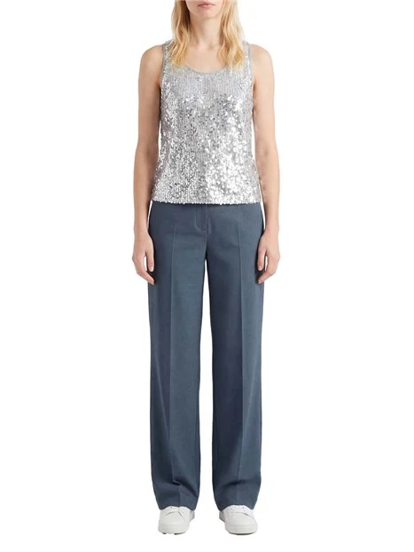 PANTALONI PALAZZO  IN MISTO VISCOSA FIT AMPIO DONNA AZZURRO