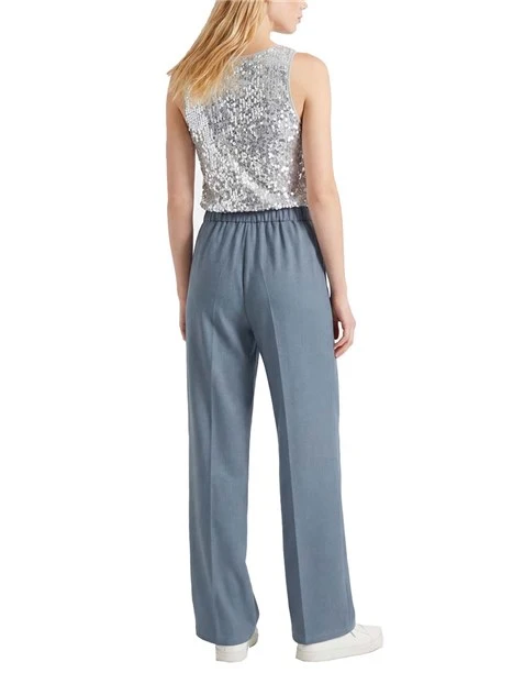 PANTALONI PALAZZO  IN MISTO VISCOSA FIT AMPIO DONNA AZZURRO