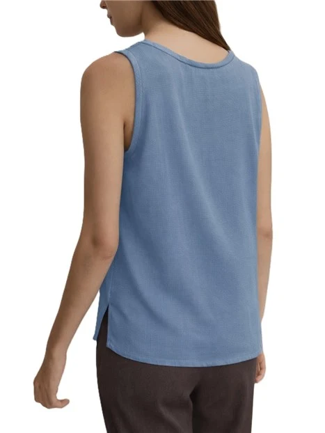 TOP SMANICATO CON SPACCHETTI LATERALI DONNA AZZURRO