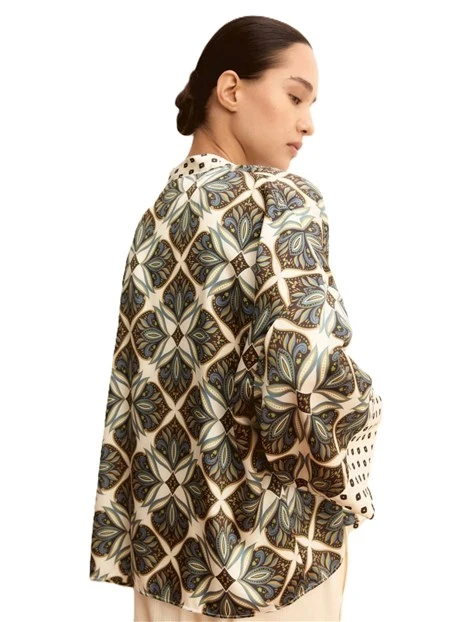 GIACCA A KIMONO IN TWILL STAMPATO DONNA BIANCO