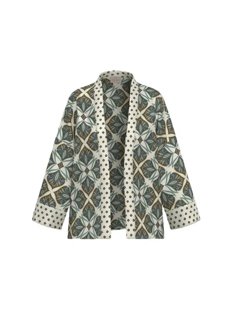 GIACCA A KIMONO IN TWILL STAMPATO DONNA BIANCO