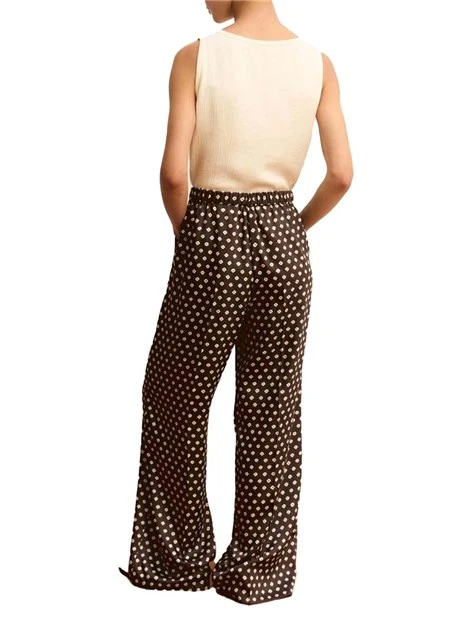 PANTALONI PALAZZO CON FANSTASIE VARIE DONNA MARRONE