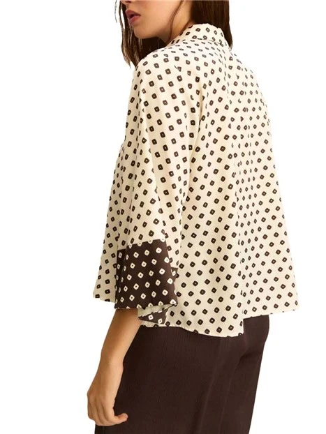 CAMICIA MANICHE A TRE QUARTI DONNA BIANCO