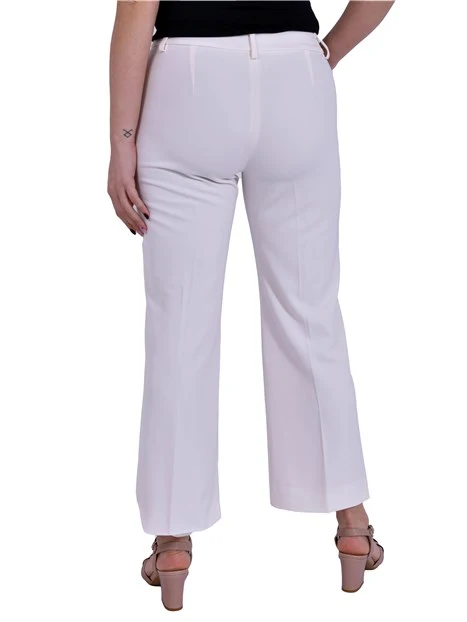 PANTALONI PALAZZO  IN TWILL TECNICO STRETCH DONNA BIANCO