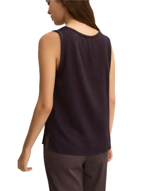 TOP SMANICATO CON SPACCHETTI LATERALI DONNA MARRONE