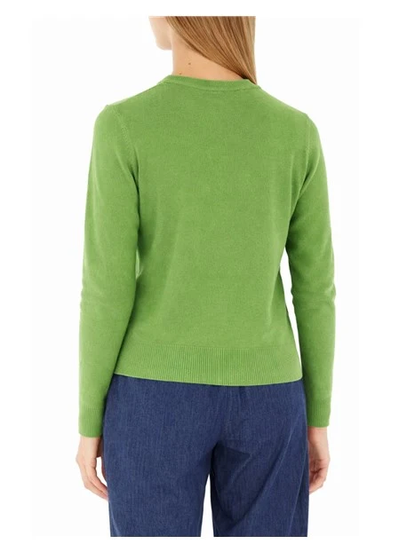 MAGLIA GIROCOLLO CON RICAMO MONOGRAM DONNA VERDE