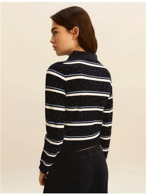 MAGLIA GIROCOLLO SIMIL POLO DONNA BLU