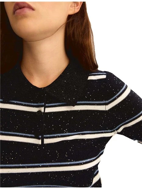 MAGLIA GIROCOLLO SIMIL POLO DONNA BLU