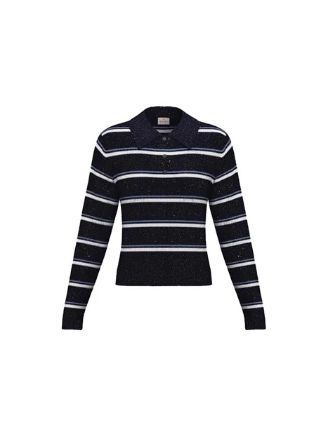 MAGLIA GIROCOLLO SIMIL POLO DONNA BLU