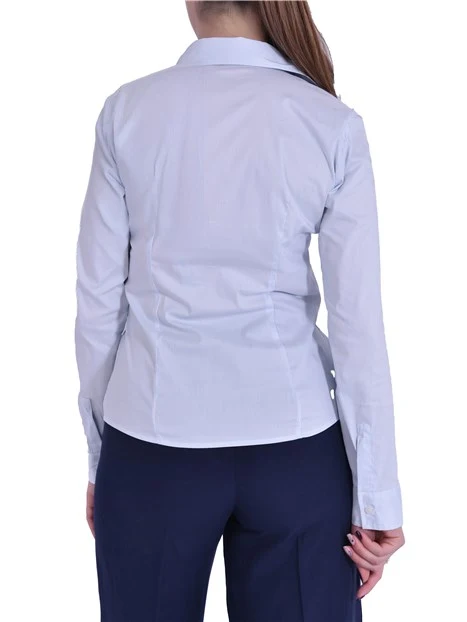 CAMICIA COLLO A CAMICIA E BOTTONI A VISTA DONNA RIGA AZZURRO