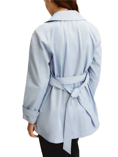 TRENCH IMPERMEABILE CON CINTURA IN TESSUTO COORDINATA DONNA AZZURRO