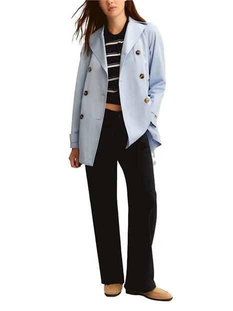 TRENCH IMPERMEABILE CON CINTURA IN TESSUTO COORDINATA DONNA AZZURRO