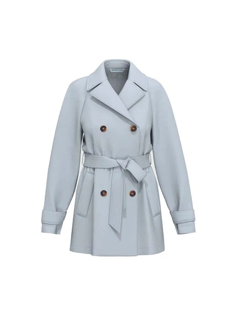 TRENCH IMPERMEABILE CON CINTURA IN TESSUTO COORDINATA DONNA AZZURRO