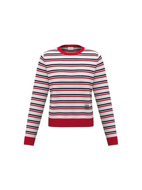 MAGLIA GIROCOLLO CON RICAMO MONOGRAM DONNA BIANCO