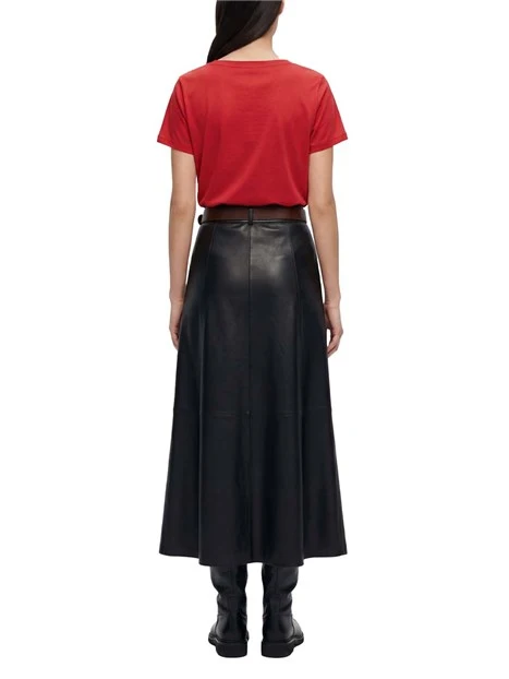 T-SHIRT MANICA CORTA SCOLLO A BARCA MISTO SETA DONNA ROSSO