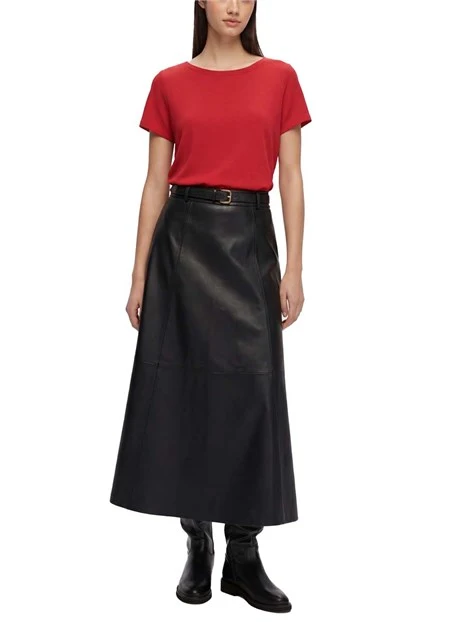 BLUSA IN MISTO SETA CON SCOLLO A BARCA DONNA ROSSO