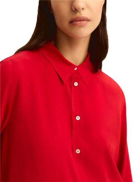 CAMICIA IN MISTO SETA ABBOTTONATURA A VISTA DONNA ROSSO